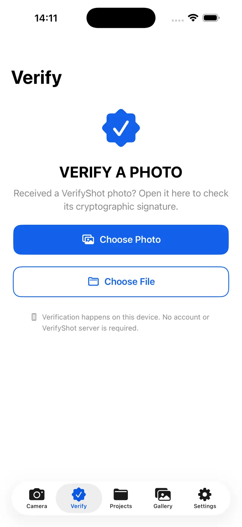 VerifyShot app screenshot